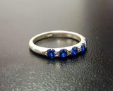 1.35ct Wedding Ring Band Round Cut Blue Sapphire Stackable 14k White Gold Finish