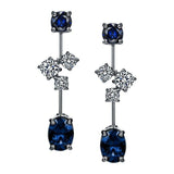 4ct Oval Round Cut Blue Sapphire Party Hanging Drop Earrings 14k White Gold Over