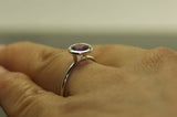 1Ct Round Cut Purple Amethyst Bezel Set Solitaire Ring 14K White Gold Finish