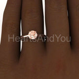 1ct Round Cut Simulated Peach Morganite Solitaire Ring 14k Yellow Gold Plated