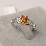 1ct Engagement Ring Oval Cut Yellow Citrine Heart Split Shank 14k WhiteGold Over