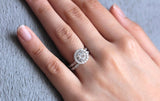 Halo Bridal Set Engagement Ring 2ct Round Cut Diamond 14k White Gold Finish