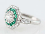 2.5ct Round Diamond Engagement Ring Green Emerald Dual Halo 14k White Gold Over