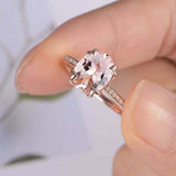 2ct Oval Cut Peach Morganite Engagement Ring Diamond Accents 14k Rose Gold Over