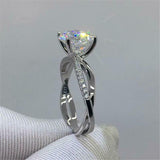 1.2ct Round Cut Diamond Engagement Ring Twist Split Shank 14k White Gold Finish