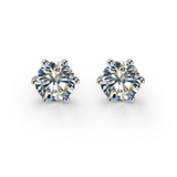 2ct Round Cut VVS1 Diamond Classic Solitaire Stud Earrings 14k White Gold Finish