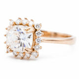 2.2ct Cushion Cut Diamond Engagement Ring Round Accent Halo 14k Rose Gold Finish