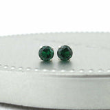 0.5ct Round Cut Green Emerald Classic Stud Women Earrings 14k White Gold Finish