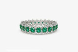 2.9ct Round Cut Green Emerald Cluster Full Eternity Band 14k White Gold Finish