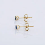 0.5ct Stud Earrings Round Cut Blue Sapphire Solitaire 14k Yellow Gold Finish