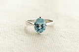 1.5ct Oval Cut Blue Aquamarine Engagement Ring Solitaire 18k White Gold Finish