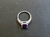 2ct  Emerald Cut Purple Amethyst Irish Trinity Solitaire Ring 14k WhiteGold Over