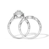 2.4ct Engagement Ring Round Cut Diamond Dual Halo Bridal Set 14k White Gold Over