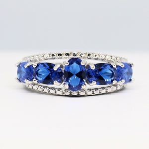 3Ct Oval Cut Blue Sapphire Stylish Vintage Engagement Ring 14K White Gold Finish