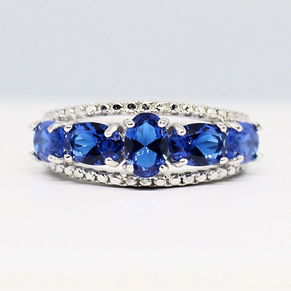 3Ct Oval Cut Blue Sapphire Stylish Vintage Engagement Ring 14K White Gold Finish