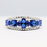 3Ct Oval Cut Blue Sapphire Stylish Vintage Engagement Ring 14K White Gold Finish