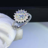 2.2ct Round Cut VVS1D Diamond Engagement Ring Cluster Halo 14k White Gold Finish