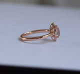 1ct Cushion Cut Peach Morganite Crown Setting Engagement Ring 14k Rose Gold Over