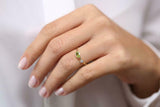 1ct Oval Green Peridot Two Stone Minimalist Engagement Ring 14k Yellow Gold Over