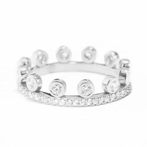 1.5ct Round Cut Diamond Wedding Band Crown Tiara Eternity 14k White Gold Finish