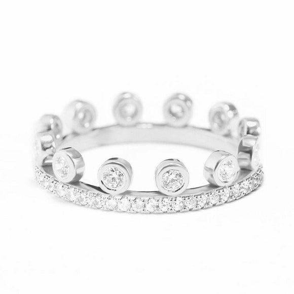 1.5ct Round Cut Diamond Wedding Band Crown Tiara Eternity 14k White Gold Finish