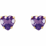 0.5ct Heart Cut Purple Amethyst Love Gifting Stud Earrings Women 14k Gold Finish