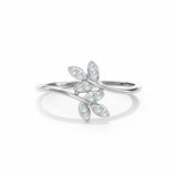 1ct Engagement Ring Round Cut Diamond Leaf Vine Bypass 14k White Gold Finish