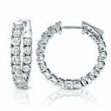 4ct Round Cut Diamond Inside Out Exquisite Hoop Earrings 14k White Gold Finish