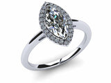 1.3ct Marquise Cut VVS1D Diamond Halo Solitaire Engagement Ring 14k Gold Finish