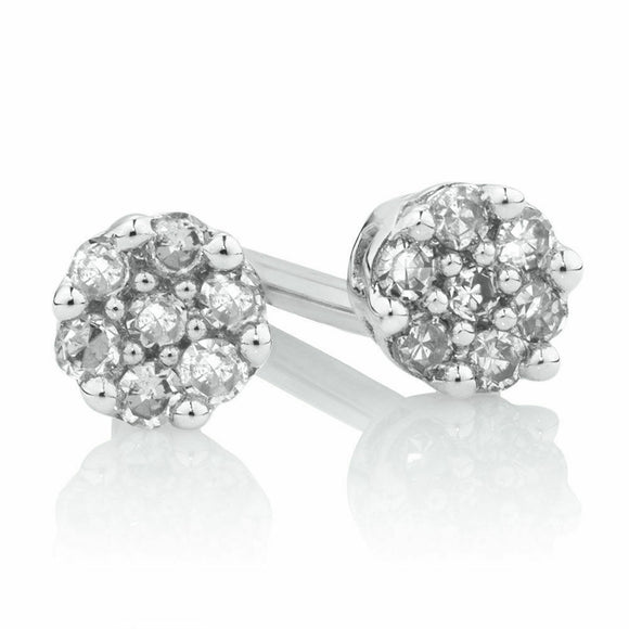 0.5ct Round Cut Diamond Floral Flower Stud Earrings Women 14k White Gold Finish