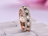 2ct Round Cut Diamond Wedding Band Half Eternity Stackable 14k Rose Gold Finish