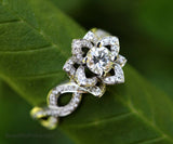 Flower Infinity Engagement Ring 1.9ct Round Cut Diamond 14k White Gold Finish