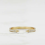 Open Stackable Arrow Wedding Band 0.45ct Round Cut Diamond 14k Yellow Gold Over