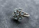 2.8ct Engagement Ring Round Blue Aquamarine Floral Cluster 14k White Gold Finish