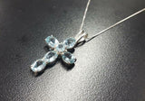 1.5ct Blue Aquamarine Pendant Oval Cut Christ Cross 14k White Gold Over NO CHAIN