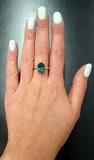 2.2ct Engagement Ring Oval Cut Green Emerald Solitaire 14k White Gold Finish