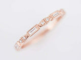 0.2ct Baguette Cut Diamond Wedding Band Milgrain Half Eternity 14k RoseGold Over