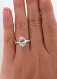 2Ct Oval Cut Diamond Trilogy Engagement Ring 14K White Gold Over Baguette Accent