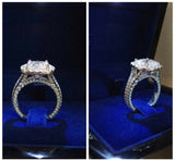 3.6ct Round Cut Diamond Halo Split Shank Engagement Ring 14k White Gold Finish