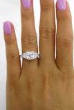 5Ct Asscher Cut Diamond Accented Trilogy Engagement Ring 14K White Gold Finish