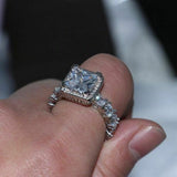 6Ct Princess Cut Diamond Cocktail Eternity Engagement Ring 14K White Gold Finish