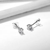 0.6ct Stud Earrings Round Cut Diamond Solitaire Design 14k White Gold Finish