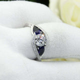 3ct Round Diamond Engagement Ring Swirl Split Shank Trilogy 14k White Gold Over