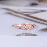 1.2ct Round Cut Morganite Engagement Ring Bezel Set Cluster 14k Rose Gold Finish