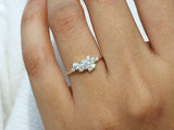 1ct Round Cut Diamond Cluster Minimalist Engagement Ring 14k Yellow Gold Finish