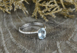 1ct Oval Cut Blue Aquamarine Engagement Ring 14k WhiteGold Finish Rope Solitaire