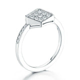 1.2ct Round Cut Diamond Engagement Ring Unique Cube Design 14k White Gold Finish