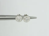 1.5ct Round Cut VVS1 Diamond Cluster Halo Stud Earrings 14k White Gold Finish