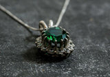 2.5ct Green Emerald Pendant Oval Cut Halo Cluster 14k White Gold Finish NO CHAIN