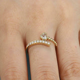 1.5ct Heart Cut Diamond Engagement Ring Twisted Bypass Bead 14k Yellow Gold Over